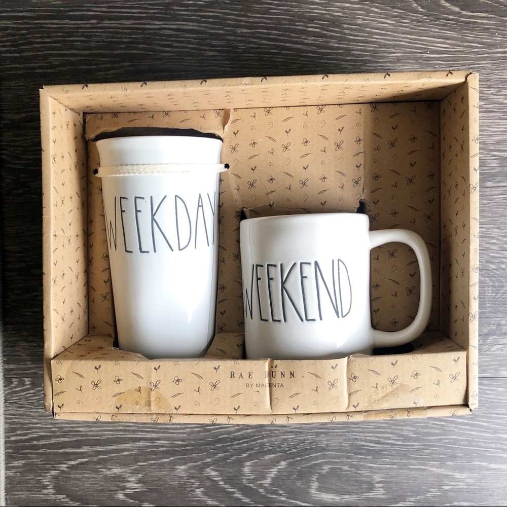 RAE DUNN Weekday / Weekend Mug and Tumbler Set